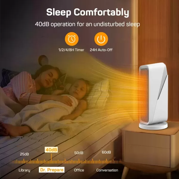 imageDRPREPARE Space Heater for Indoor Use 1500W Portable Electric Heater with ECO Thermostat ampamp 60Oscillation 16 Ceramic Tower Heater with Timer ampamp Remote Fast Heating Safe for Bedroom Office Home16 inch  White
