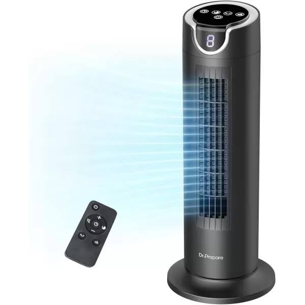 imageDRPREPARE Tower Fan for Bedroom 25 dB Quiet DC Bladeless Fan with Remote 8 Speeds 18H Timer 80 Oscillating Fans for Indoors 16 Inch Portable Desk Table Fan for Room Home OfficeBlack