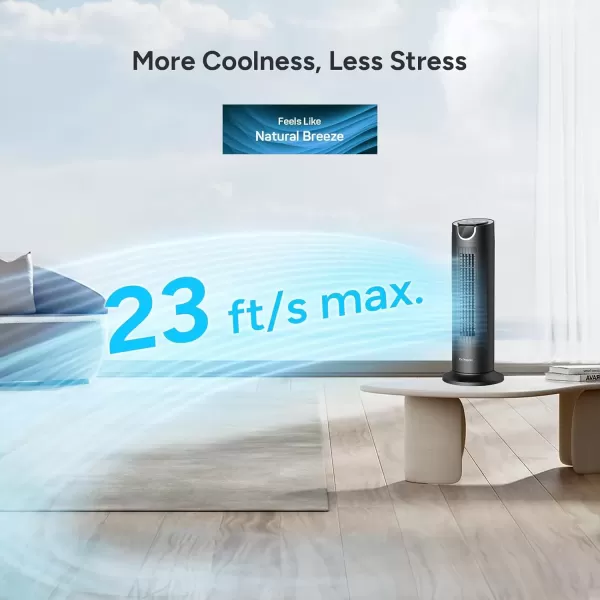 imageDRPREPARE Tower Fan for Bedroom 25 dB Quiet DC Bladeless Fan with Remote 8 Speeds 18H Timer 80 Oscillating Fans for Indoors 16 Inch Portable Desk Table Fan for Room Home OfficeBlack