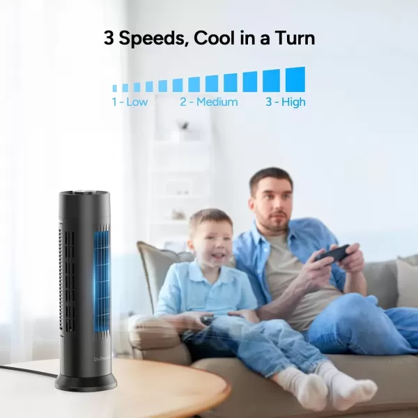 imageDRPREPARE Tower Fan for Bedroom 28 dB Quiet Personal Fan 3 Speeds Detachable Washable Bladeless Fan 80 Oscillating Fans for Indoors 16 Inch Portable Table Desk Fan for Home OfficeBlack
