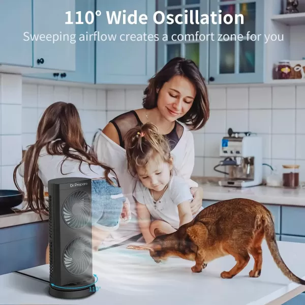 imageDr Prepare Tower Fan Oscillating Fan Portable Desk Fan with 3Speed Options Dual Air Circulation 110 Oscillation 3 Timers Personal Quiet Table Fan for Home Office Desktop Bedroom 13 inch