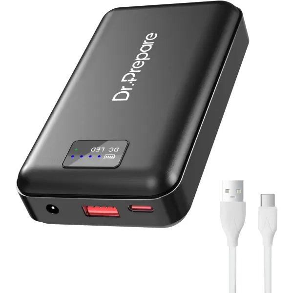 imageDrPrepare 16000mAh Battery Pack with 74V DC Output for Heated Vest FasterCharging Power Bank with 5V USB Output ampamp Type C InOutput Portable Compact Battery for Eye Mask iPhone and iPad Desk Fan