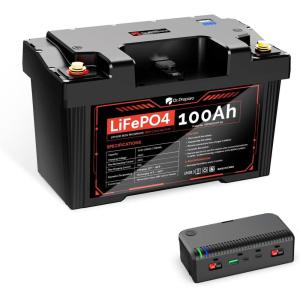 imageDRPREPARE 12V 100Ah Portable Power Station Solar Powered Battery 1280Wh LiFePO4 Battery with Hub for Home CPAP Outdoor RV Outdoor Camping Off Grid Applications