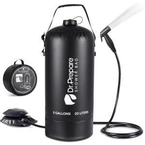 imageDRPREPARE Portable Shower for Camping 45 Gallons Camping Shower Bag Portable Outdoor Shower with Pump for Hiking Climbing Pet Cleaning Car Washing Beach ampamp Emergency5g With Foot Pump