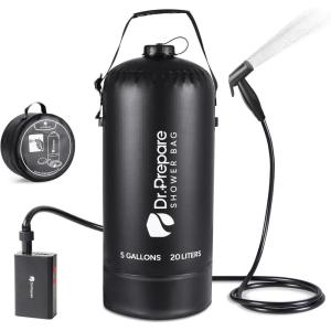 imageDRPREPARE Portable Shower for Camping 45 Gallons Camping Shower Bag Portable Outdoor Shower with Pump for Hiking Climbing Pet Cleaning Car Washing Beach ampamp Emergency5g With Rechargeable Pump