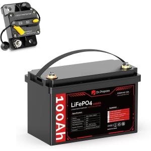 imageDRPREPARE 12V 100Ah Trolling Motor LiFePO4 Battery with LCD Meter ampamp 60A Circuit Breaker Kit Group 31 Lithium Iron Phosphate Battery with 100A BMS Lowtemp Protection for Boats RV ATV Trailers12V 100Ah G31 TM