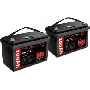 imageDRPREPARE 12V 100Ah Trolling Motor LiFePO4 Battery with LCD Meter ampamp 60A Circuit Breaker Kit Group 31 Lithium Iron Phosphate Battery with 100A BMS Lowtemp Protection for Boats RV ATV Trailers12V 100Ah G31 w LED Meter 2 Pack