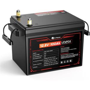 imageDRPREPARE 12V 100Ah Trolling Motor LiFePO4 Battery with LCD Meter ampamp 60A Circuit Breaker Kit Group 31 Lithium Iron Phosphate Battery with 100A BMS Lowtemp Protection for Boats RV ATV Trailers12V 100Ah