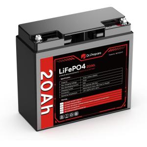 imageDRPREPARE 12V 300Ah LiFePO4 Battery Grade A Cells 3840Wh Rechargeable Lithium Iron Phosphate Battery 200A BMS ampamp Low Temp Cut Off Small Size for RV Solar OffGrid Camping Boat Backup Power12V 20Ah