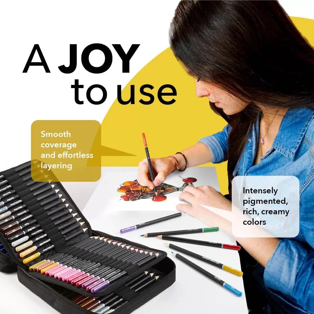 imageCastle Art Supplies 120 Colored Pencils ZipperCase Set  Quality Soft Core Colored Leads for Adult Artists Professionals and Colorists  In Neat Strong CarryAnywhere Zipper Case