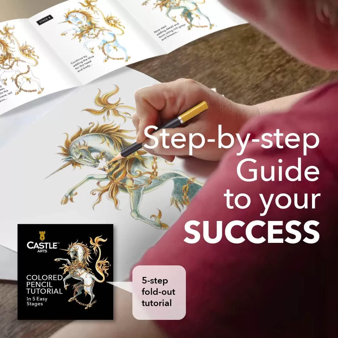 imageCastle Art Supplies 72 Colored Pencils Set  Quality Soft Core Colored Leads for Adult Artists Professionals and Colorists  Protected and Organized in Presentation Tin Box1 Count Pack of 72