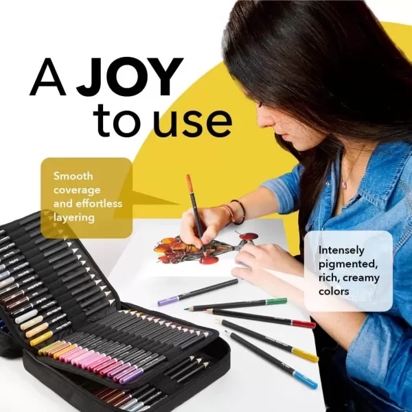 imageCastle Art Supplies 120 Colored Pencils ZipperCase Set  Quality Soft Core Colored Leads for Adult Artists Professionals and Colorists  In Neat Strong CarryAnywhere Zipper Case