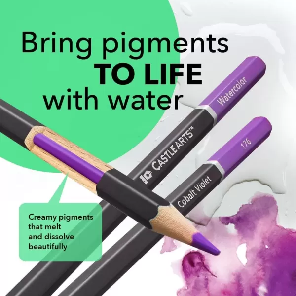 imageCastle Art Supplies 120 Watercolor Pencils Set  Quality Vibrant Pigments  Draw and Paint at Same Time  For Adult Artists and Professionals  Protected and Organized in Presentation Tin