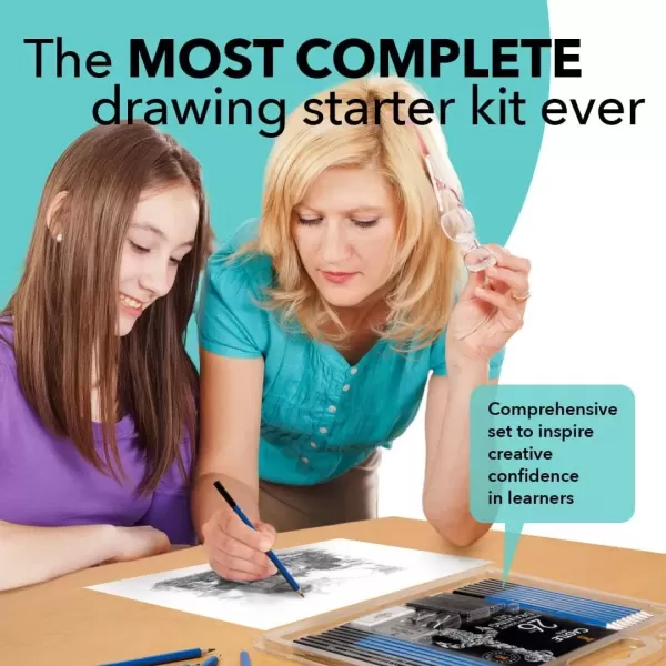 imageCastle Art Supplies 26 Piece Premium Drawing and Sketching Set  For Artists Professionals or Beginners  Pencils Charcoal Graphite and More  Arranged in CarryAnywhere Clamshell Case