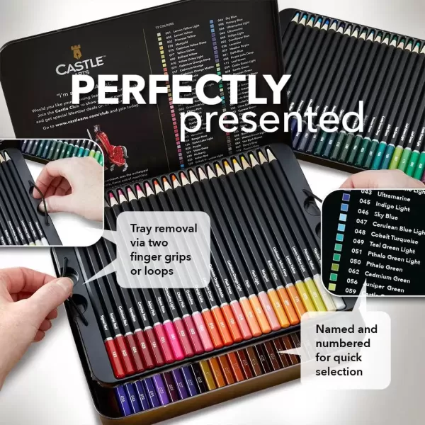imageCastle Art Supplies 72 Watercolor Pencils Set  Vibrant Pigments for Blending Drawing and Painting  For Adults Hobbyists and Professionals I Protected and Organized in Presentation Tin Box
