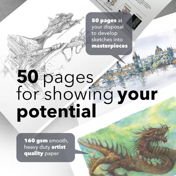 imageCastle Art Supplies Heavy Drawing Sketchpad Paper 9 x 12in  2Pack  50 Sheets Each 160gsm98lb Extra White Smooth Artist Paper  Acid Free  The Goto Pad for All Artists 9 x 12 2Pack11 x 14  2pack