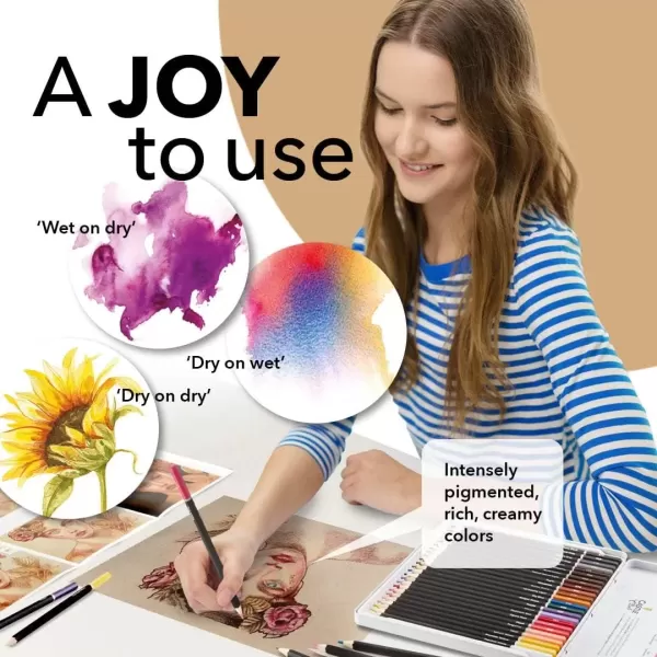 imageCastle Art Supplies Portraits Themed Watercolor Pencils Set  24 Quality Selected Vibrant Colors  Draw and Paint at the Same Time  For Adult Artists and Gifting  In Special Tin Box