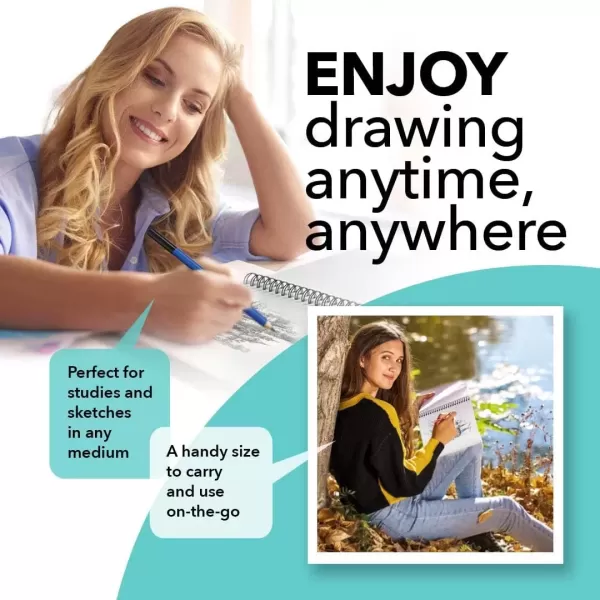 imageCastle Art Supplies Premium Sketch Book 9in x 12in  Double Sketch Pad Pack  200 Sheets of Quality 90gsm Paper  for Adult Artists and Learners  Spiral Bound for Versatility