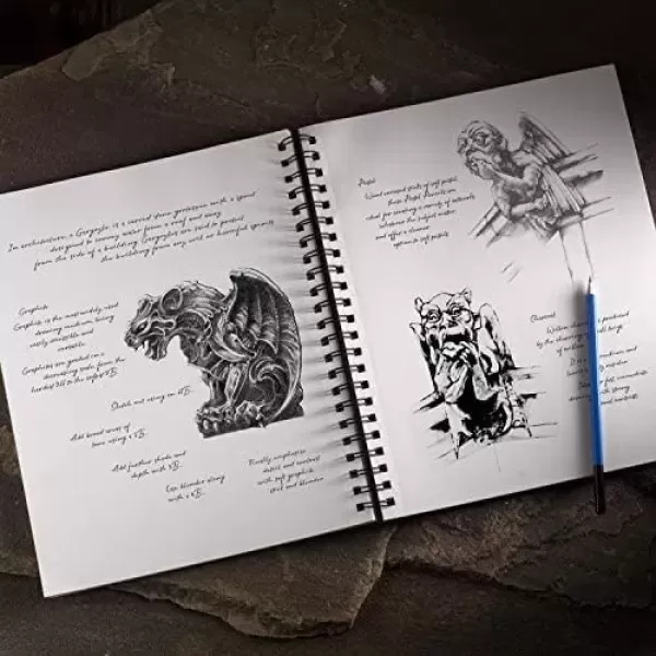 imageCastle Art Supplies Premium Sketch Book 9in x 12in  Double Sketch Pad Pack  200 Sheets of Quality 90gsm Paper  for Adult Artists and Learners  Spiral Bound for Versatility