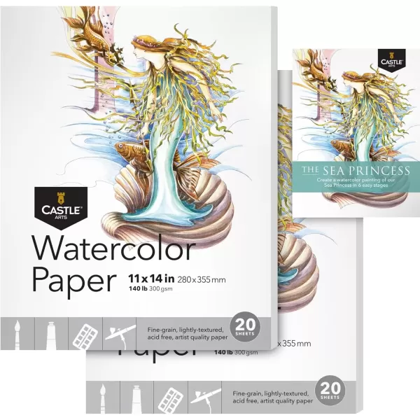 imageCastle Art Supplies Watercolor Sketchpad Paper 5 x 8in  3Pack  20 Sheets Each  Robust ampamp Resilient 300gsm140lb for All Techniques 5 x 8 3Pack11 x 14  2pack