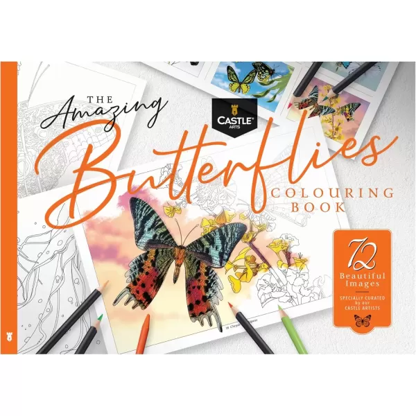 imageCastle Arts Butterflies Coloring Book  72 Amazing Beauties Curated by inHouse Artists with Color Reference Guide  No ShowThru Artist Grade Paper  Collectable Landscape A4 Size ButterfliesButterflies