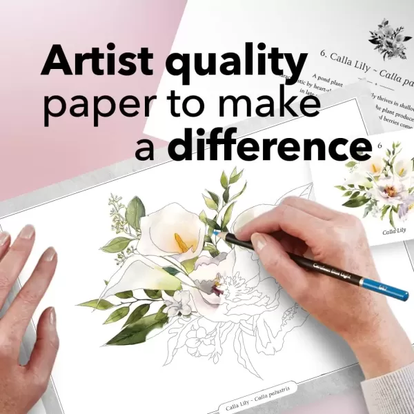 imageCastle Arts Flowers Coloring Book  36 MindfulnessInspiring Gorgeous Blooms Curated by inHouse Artists  with Color Reference Guide  No ShowThru Artist Grade Paper  Frameable Landscape A4 SizeFlowers