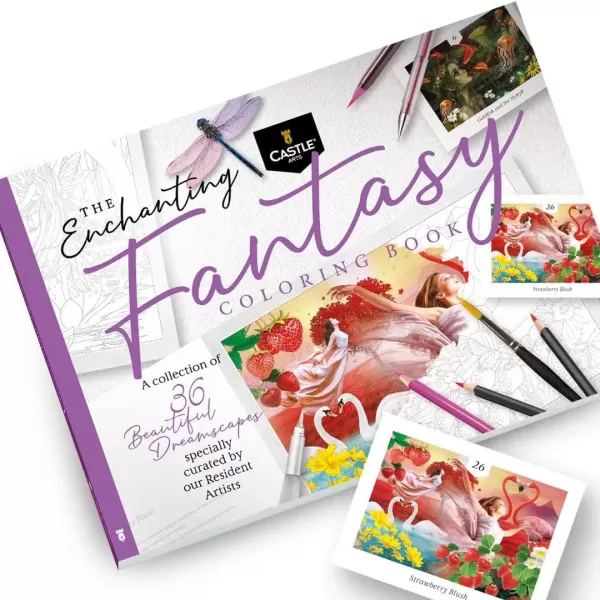 imageCastle Arts Flowers Coloring Book  36 MindfulnessInspiring Gorgeous Blooms Curated by inHouse Artists  with Color Reference Guide  No ShowThru Artist Grade Paper  Frameable Landscape A4 SizeFantasy