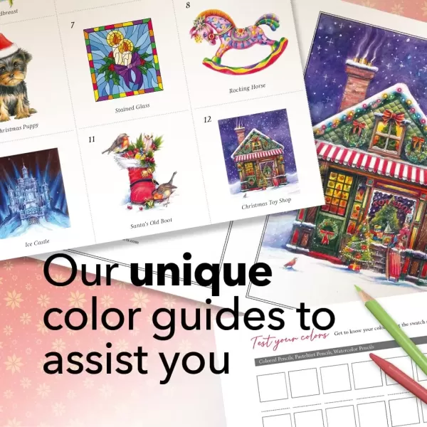 imageCastle Arts Flowers Coloring Book  36 MindfulnessInspiring Gorgeous Blooms Curated by inHouse Artists  with Color Reference Guide  No ShowThru Artist Grade Paper  Frameable Landscape A4 SizeChristmas