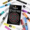 imageCastle Art Supplies 12 Oil Based Paint Pens Vibrant Premium Colored Markers for Adults Beginning Artists  Color on Rocks Stones Metal Wood Ceramic Vinyl Glass Plastic  Weather Resistant