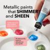 imageCastle Art Supplies 24 Piece Metallic Acrylic Tube Set  New Improved Formula  24 X 12ML Tubes for Adult Artists Beginners and Crafters Add Shimmering Quality on Variety of Surfaces New Improved FormulaMulticolor
