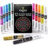 imageCastle Art Supplies 12 Oil Based Paint Pens Vibrant Premium Colored Markers for Adults Beginning Artists  Color on Rocks Stones Metal Wood Ceramic Vinyl Glass Plastic  Weather Resistant