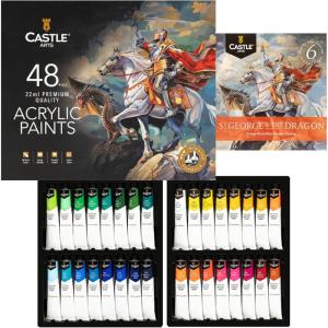 imageCastle Art Supplies 48 X 22ML Acrylic Paint Set  New Improved Formula  AllInclusive Set for Beginners Adult Artists  Quality Intense Colors  Smooth to Use on Range of Surfaces New Improved FormulaNew Improved Formula