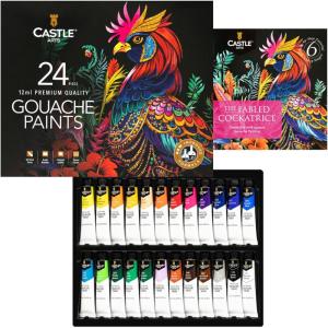 imageCastle Art Supplies 24 Piece Gouache Tube Set  New Improved Formula  24 X 12ML Brilliant Opaque WaterBased Colors  Versatile Easy to Use for Adult Artists Beginners Professionals New Improved FormulaNew Improved Formula
