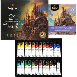 image:imageCastle Art Supplies 24 X 12ML Watercolor Paint Set  New Improved Formula  Value for Adult Artists  Quality Intense Colors  Just Squeeze the Tube Mix with Water and Get Creative New Improved FormulaNew Improved Formula
