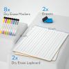 imageNicpro Dry Erase Lap Board 9 x 12 inches 2 Pack Ruled Kid Double Sided Blank ampamp Lined Small Lapboard with 8 Pens 2 Eraser Learning Mini Whiteboard Portable for Student and Classroom UseLined
