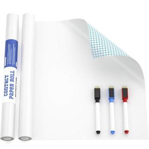 imageNicpro Dry Erase Whiteboard Sticker Wall Decal 177quot X 787quot65 ft SelfAdhesive White Board Peel Stick Paper to Do List with 3 Color WaterBased Pens for School Office Home Kids Drawing79W x 177H