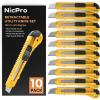imageNicpro 10 PCS Utility Knife Set 18 mm Retractable Box Cutters Bulk Razor Knife for Heavy Duty Office Home Arts Crafts Hobby18 mm