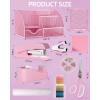 imageNicpro 12 PCS Pink Desk Organizer and Accessories Pink Office Supplies Set with Stapler Tape Dispenser Pen Holder Sticky Notes Index Tabs Binder Clips Set Ruler Scissors for Women Office Home