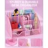 imageNicpro 12 PCS Pink Desk Organizer and Accessories Pink Office Supplies Set with Stapler Tape Dispenser Pen Holder Sticky Notes Index Tabs Binder Clips Set Ruler Scissors for Women Office Home