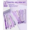 imageNicpro 13Pack Pastel Gel Ink Pen Set with Case Cute Retractable 05mm Fine Point Pen 12 Pink Pens Black Ink with 1 Highlighter Aesthetic Pens for Student Note TakingWritingOffice Supplies PinkPurple
