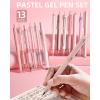 imageNicpro 13Pack Pastel Gel Ink Pen Set with Case Cute Retractable 05mm Fine Point Pen 12 Pink Pens Black Ink with 1 Highlighter Aesthetic Pens for Student Note TakingWritingOffice Supplies PinkPink
