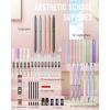 imageNicpro 50 PCS Aesthetic School Supplies with Pen Case 5 Quick Dry Retractable Black Ink Pens 12 Pastel Highlighters 6 Pastel Mechanical Pencil Set 05 ampamp 07 ampamp 09 ampamp 20 mm for Students Stationary50 PCS