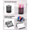 imageNicpro Desk Organzier and Accessories Black Mesh Desktop Organizer with Drawers Pen Holder Phone Holder 72 PCS Paper Clips Desk Caddy and Office Supply Organizer Set for Teacher Office Home