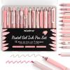 imageNicpro 13Pack Pastel Gel Ink Pen Set with Case Cute Retractable 05mm Fine Point Pen 12 Pink Pens Black Ink with 1 Highlighter Aesthetic Pens for Student Note TakingWritingOffice Supplies PinkPink