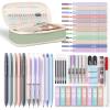 imageNicpro 50 PCS Aesthetic School Supplies with Pen Case 5 Quick Dry Retractable Black Ink Pens 12 Pastel Highlighters 6 Pastel Mechanical Pencil Set 05 ampamp 07 ampamp 09 ampamp 20 mm for Students Stationary50 PCS