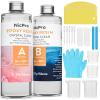 imageNicpro 64OZ Crystal Clear Epoxy Resin Kit High Gloss ampamp Bubbles Free Resin Supplies for Coating and Casting Craft DIY Wood Table Top Bar Top Molds River Tables with Cups Sticks Gloves32 ounce