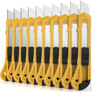 imageNicpro 10 PCS Utility Knife Set 18 mm Retractable Box Cutters Bulk Razor Knife for Heavy Duty Office Home Arts Crafts Hobby18 mm