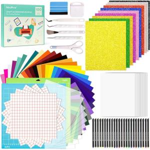imageNicpro 100PCS Accessories Bundle for Cricut Maker and All Explore Air Ultimate Tools and Accessories Kit for Beginner with Adhesive Vinyl Sheet Weeding Tool Cricut Starter Kit for Crafting Project