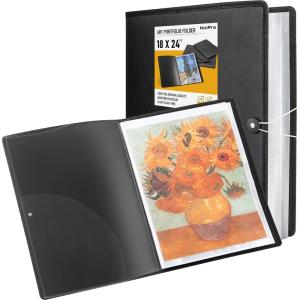 imageNicpro 11x14quot Art Portfolio Folder 30 Pockets Display 60 Pages Art Painting Portfolio Binder with Clear Plastic Sleeves Presentation Storage Book for Kids ampamp Artists Artwork Drawing  Black18x24