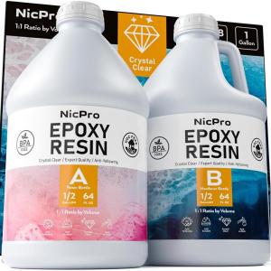 imageNicpro 2 Gallon Crystal Clear Epoxy Resin Kit Not Yellowing ampamp Bubbles Free Food Safe Resin for Coating and Casting Craft DIY Jewelry Making Art Molds Tables Top Wood1 gallon
